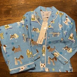 The Company Store girls size 4 Posh Pet blue coat style cotton pajamas